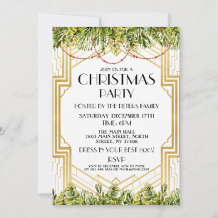Convites Natal de 1920 Convide Art Deco Gatsby Party Dourad