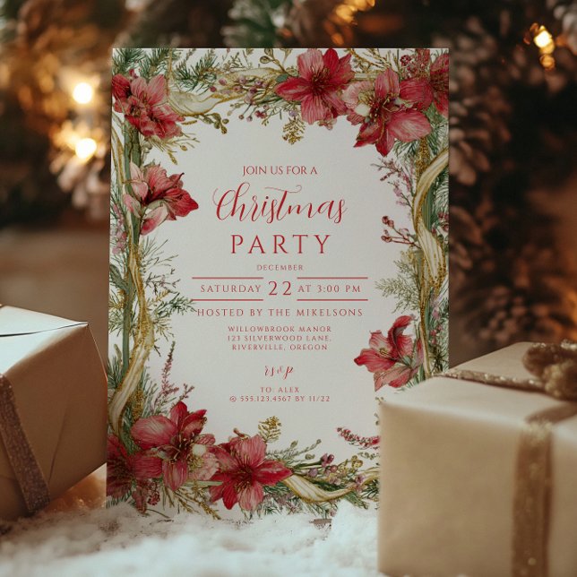 Convites Natal de Amarílis Vermelha (Criador carregado)