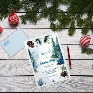 Convites Natal de Árvores de Pinheiro Aquarela Personalizáv
