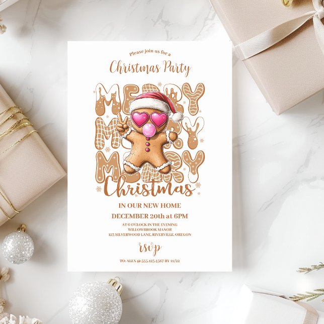 Convites  Natal de Biscoito de Gengibre Fofo  (Criador carregado)