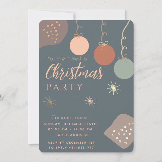 Convites Natal de enfeites minimalistas simples (Frente)