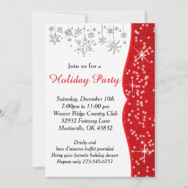 Convites Natal de Floco de Neve Vermelho e Branco