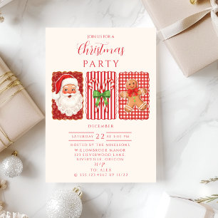 Convites Natal de Gengibre do Papai Noel Xadrez Retrô