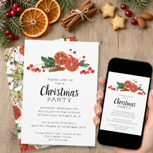 Convites Natal de Laranja Elegante e Canela