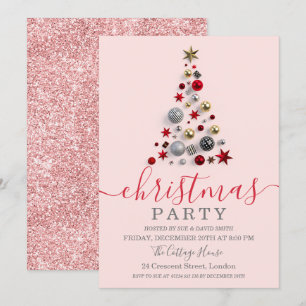 Convites Natal de Natal de Árvore Baleeira Dourada do Rosa 