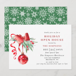 Convites NATAL DE NATAL DE ÓRNOMO DE Aquarelas HOLIDAY CASA