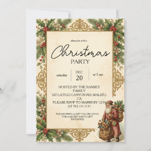 Convites Natal de Papai Noel Vitoriano Antigo Festa de Nata