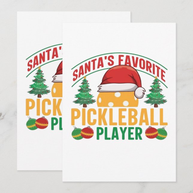 Convites Natal de Pickleball (Frente/Verso)