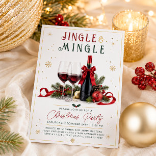 Convites Natal de Vinho Moderno Colorido com Jingle e Mingl