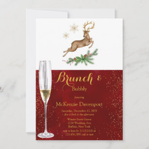 Convites Natal Deer Antler Burgundy Dourado Brunbble