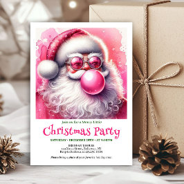 Convites Natal Digital Rosa Bolha de Chiclete Papai Noel En