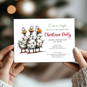 Convites Natal Divertido Excêntrico Gansos Festa Caprichosa
