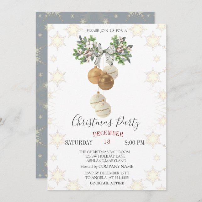 Convites Natal do Baile do Arco da Árvore Pine (Frente/Verso)