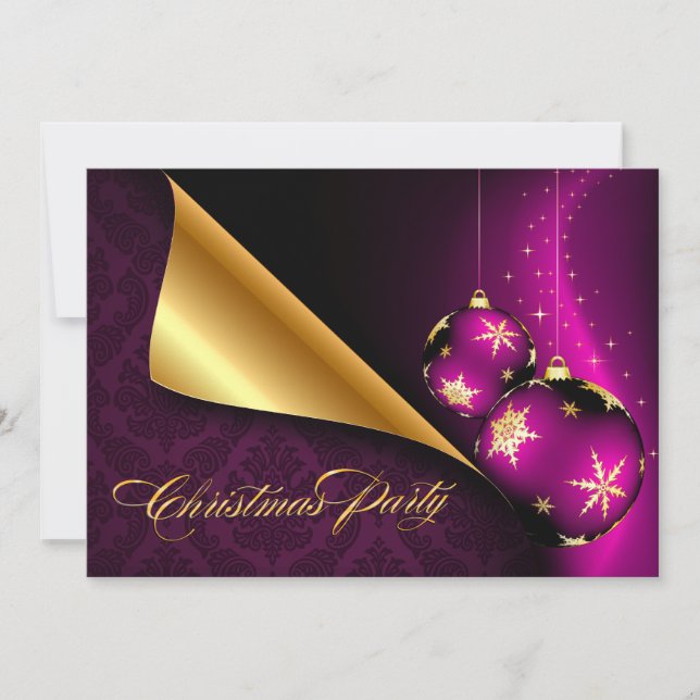 Convites Natal do Elegante Dourado Preto Roxo (Frente)