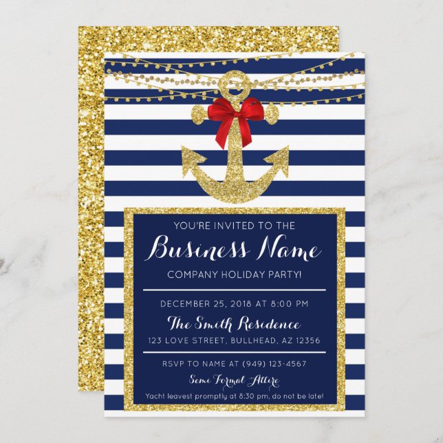 Convites Natal do Feriado da Companhia de Iates Náuticos (Frente/Verso)