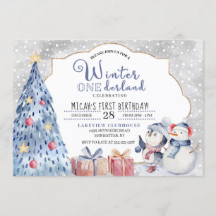 Convites Natal do Primeiro Aniversário de inverno em Onede