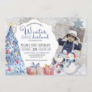 Convites Natal do Primeiro Aniversário de inverno em Onede