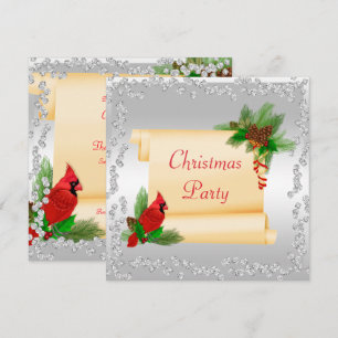 Convites Natal dos Diamantes de Cardeal e Rolagem Elegante
