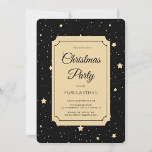 Convites Natal Dourado e negro elegante