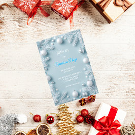 Convites Natal Elegante Branco e Azul