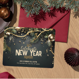 Convites Natal elegante Garland Luxurioso Ano Novo