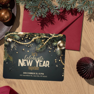 Convites Natal elegante Garland Luxurioso Ano Novo