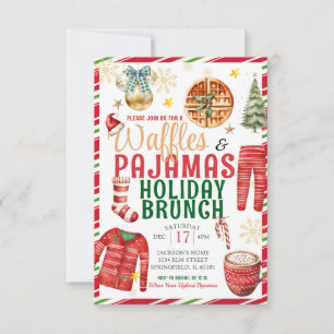 Convites Natal Elegante Waffle Pajamas Holiday Brunch
