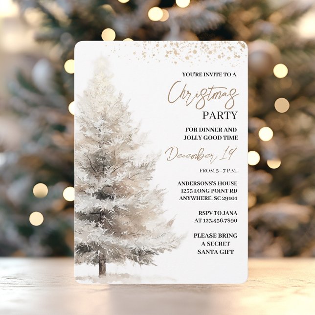 Convites Natal em Aquarela Neutra Elegante (Criador carregado)