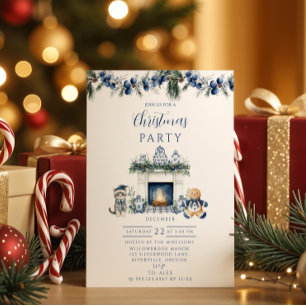 Convites Natal em Azul Chinoiserie