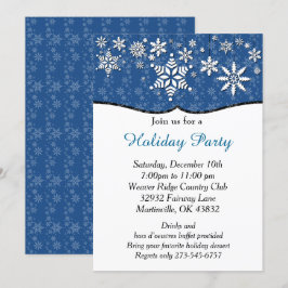 Convites Natal em Floco de Neve Azul e Branco