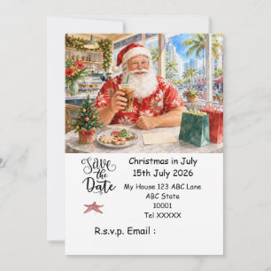 Convites Natal em Julho com PAPAI NOEL Salve a data