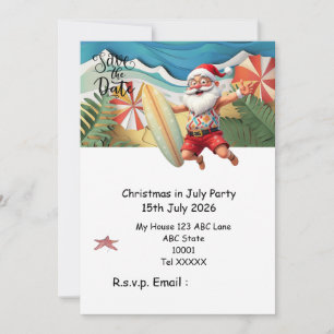 Convites Natal em julho com PAPAI NOEL Salve a data