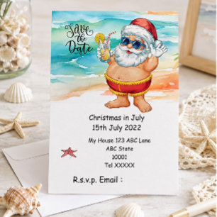 Convites Natal em julho com PAPAI NOEL Salve a data
