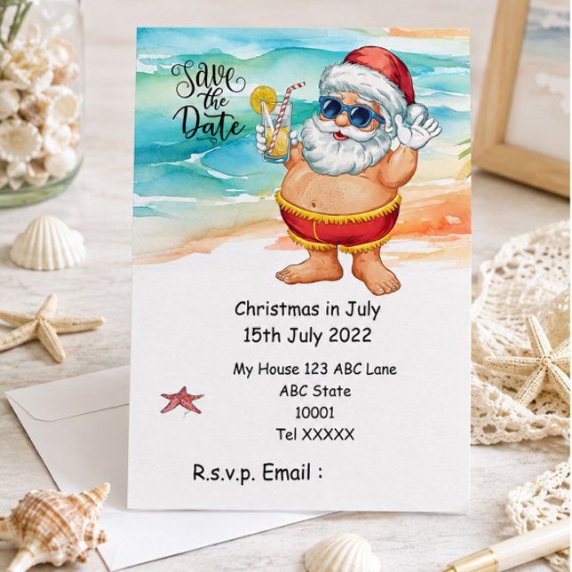 Convites Natal em julho com PAPAI NOEL Salve a data (Criador carregado)