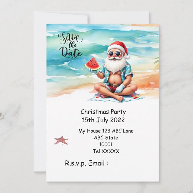 Convites Natal em julho com PAPAI NOEL Salve a data (Frente)