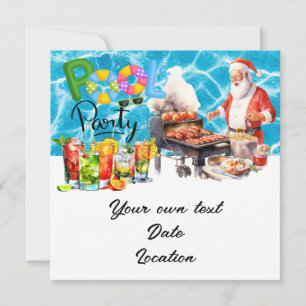 Convites Natal em julho com Papais noeis no feriado de prai
