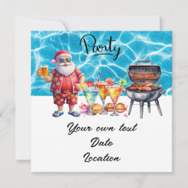 Convites Natal em julho com Papais noeis no feriado de prai