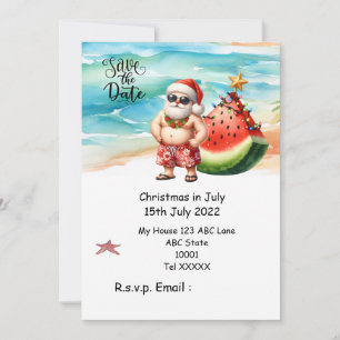 Convites Natal em julho com SANTA CLAUS Salve a data