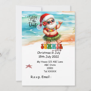 Convites Natal em julho com SANTA CLAUS Salve a data