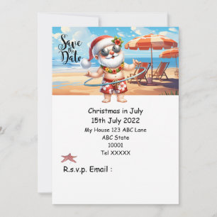 Convites Natal em julho com SANTA CLAUS Salve a data