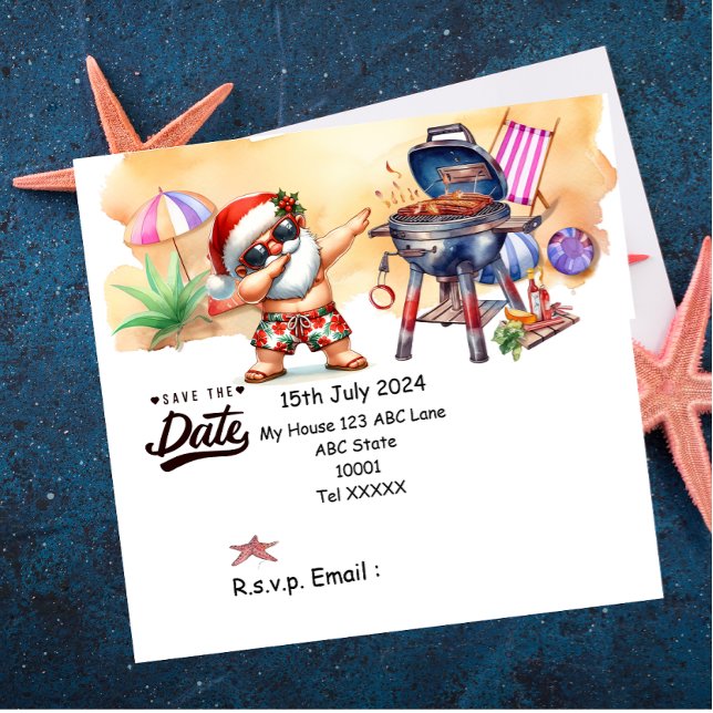 Convites Natal em julho com SANTA CLAUS Salve a data (Criador carregado)