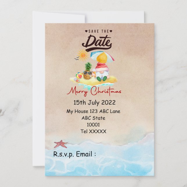 Convites Natal em julho com SANTA CLAUS Salve a data (Frente)