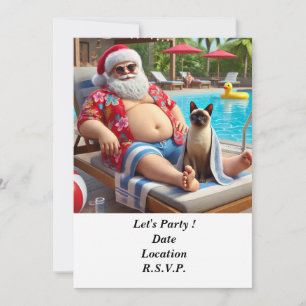 Convites Natal em julho Festa de Piscina com Papai Noel
