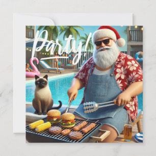 Convites Natal em julho Festa de Piscina com Papai Noel Inv