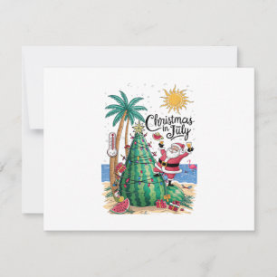 Convites Natal em Julho Melancia Árvore de Natal Papai Noel