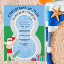 Natal em Julho Papai Noel Festa de Piscina de Verã