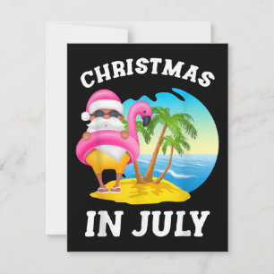 Convites Natal Em Julho Papai Noel Flamingo Piscina Verão
