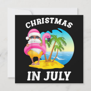 Convites Natal Em Julho Papai Noel Flamingo Piscina Verão