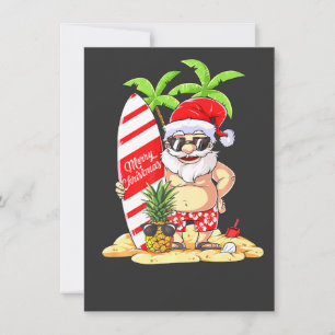 Convites Natal Em Julho Papai Noel Surf Havaiano Homem Verã