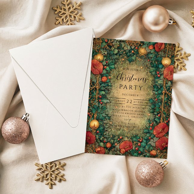 Convites Natal em Ouro Vintage Amaryllis (Criador carregado)